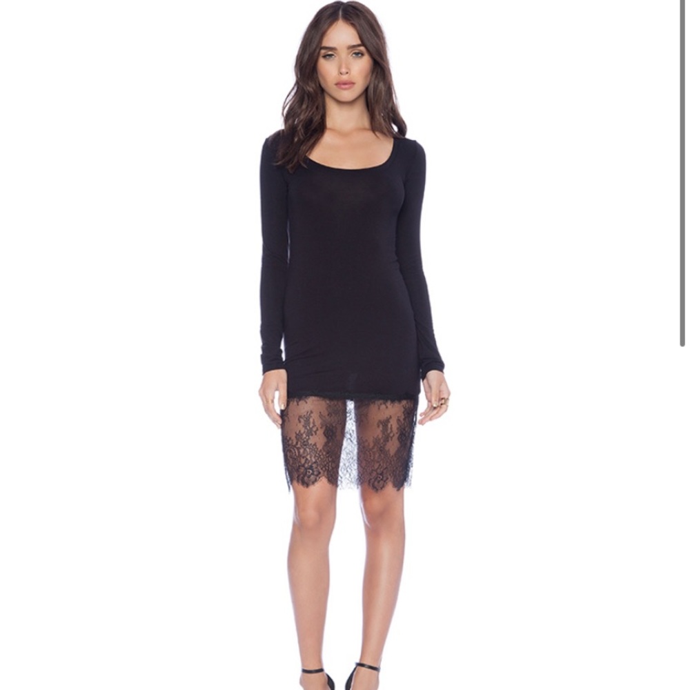 BCBG Livi Long Sleeve Lace Hem Cocktail Dress